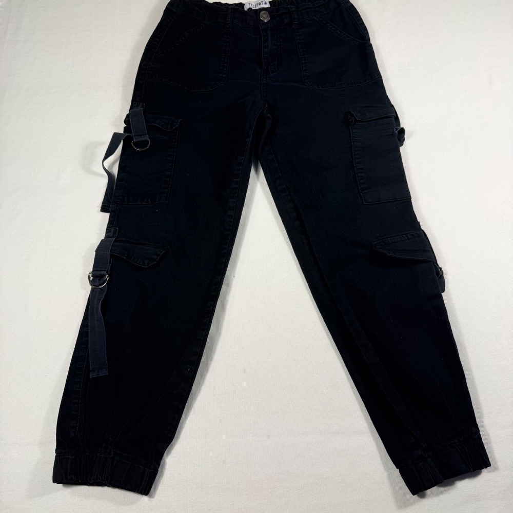 Telepatia Cargo Jogger Pants Size 5/27 Black Utility Goth Gorp dark Streetwear